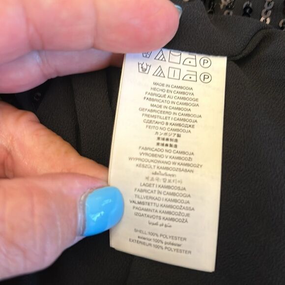 Michael Michael Kors black sequined short sleeve blouse Size M New - Picture 9 of 11